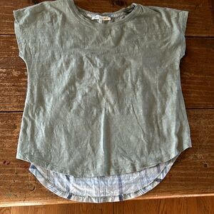 C&C California Women’s Green T Shirt/Muscle Tank Plaid Back Shirt